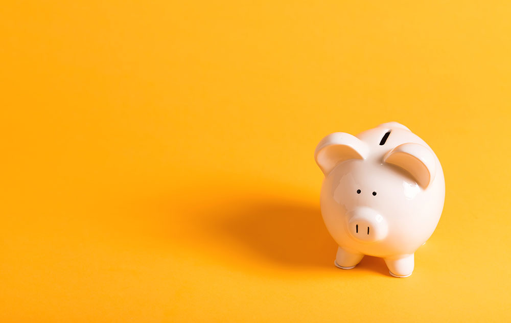 Cost savings piggy bank